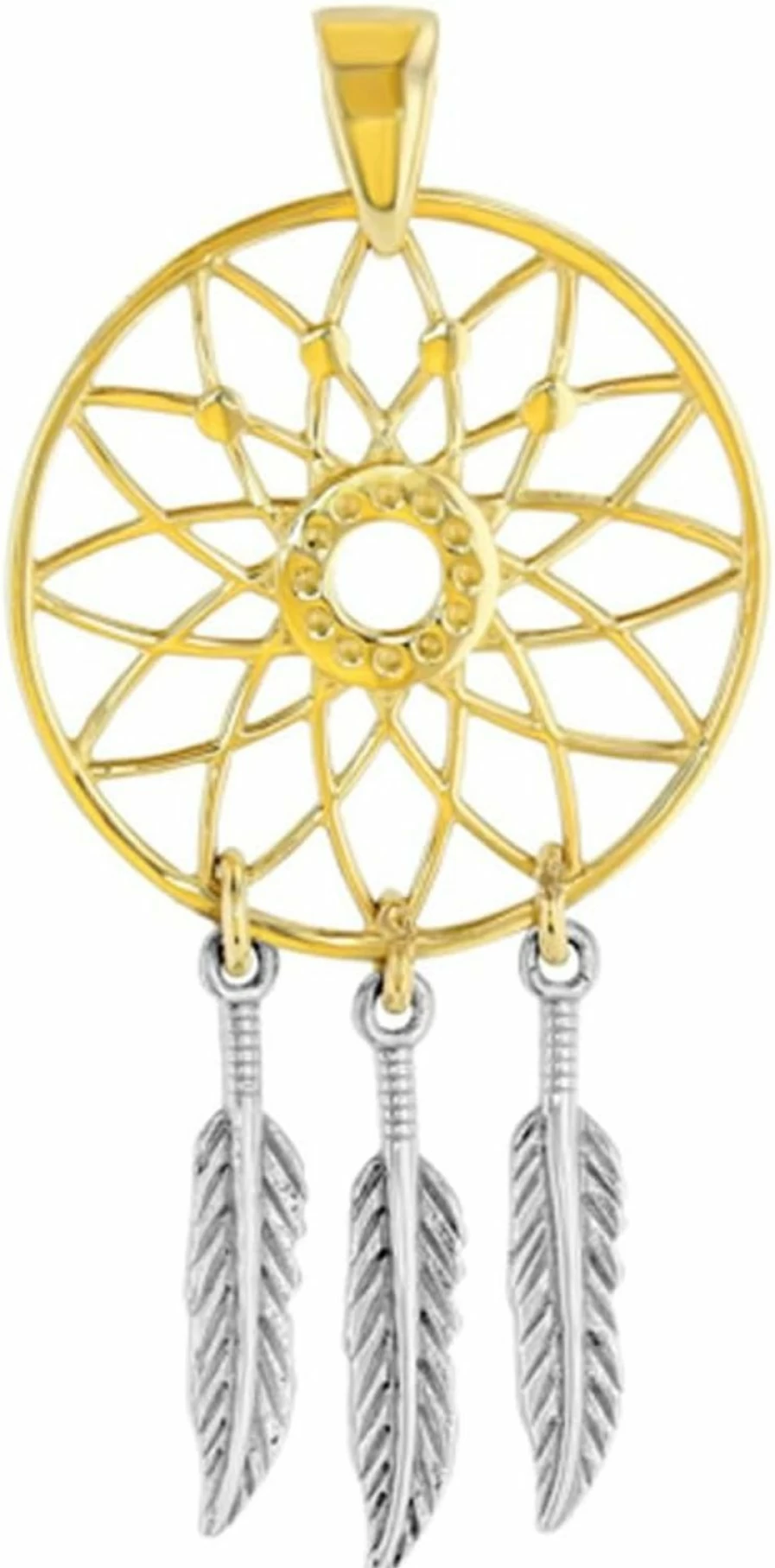 14K Two-Tone Gold Native American Dreamcatcher Pendant by Jewelry America - Authentic Handcrafted Jewelry