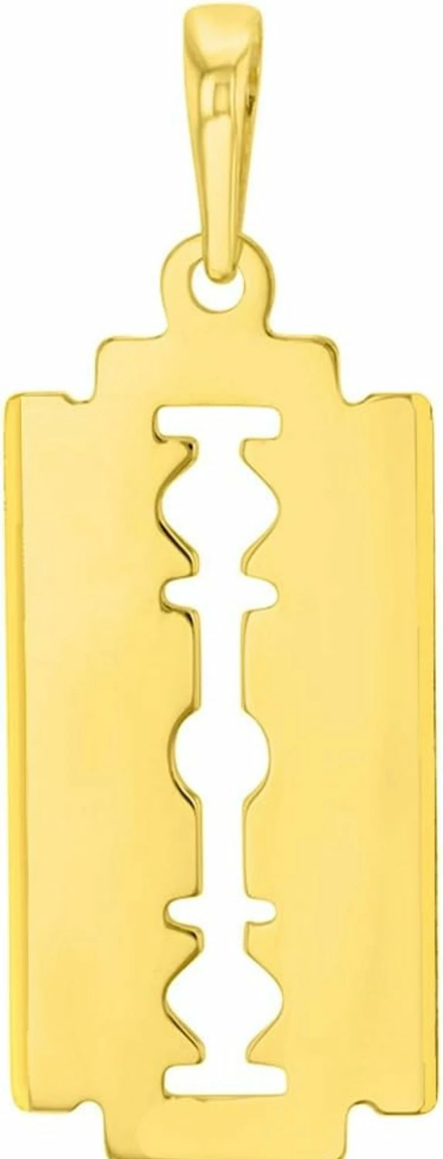 14K Solid Yellow Gold Razor Blade Pendant - Edgy Jewelry America Design