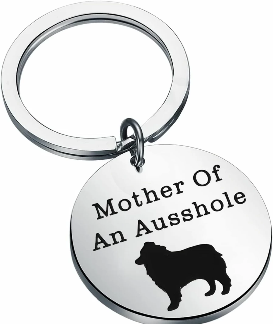 CENWA Australian Shepherd Keychain - Aussie Dog Lover Gift, Mother Of An Ausshole Jewelry, Unique Ausshole Gifts for Women & Men