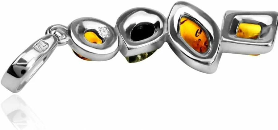 "Ian and Valeri Co. Multicolor Amber Sterling Silver Pendant Necklace – Handcrafted Jewelry"