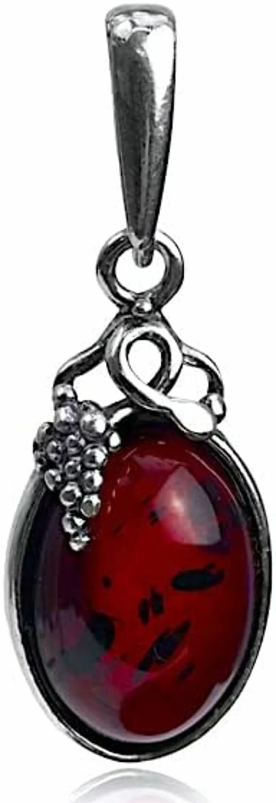 "Ian and Valeri Co. Sterling Silver Cherry Amber Grape Leaf Pendant Necklace"