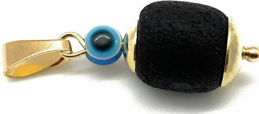 "Alea Collection Genuine Azabache Evil Eye Pendant - Natural Blue Stone for Protection & Good Luck"