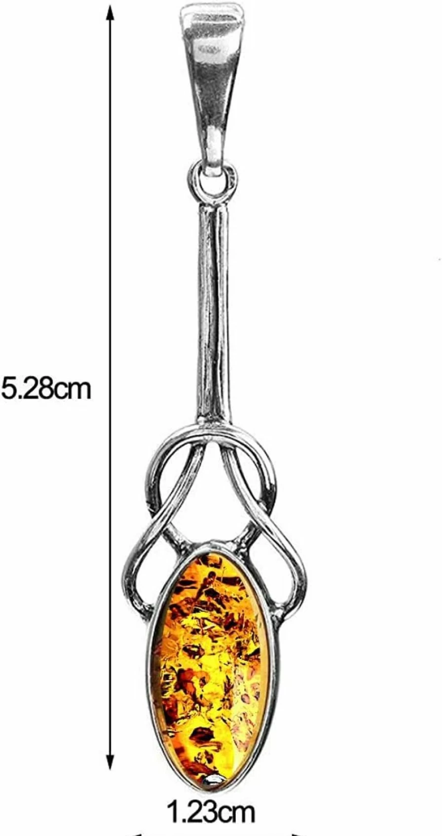 Ian & Valeri Co. Celtic Amber Pendant - Sterling Silver Long Necklace