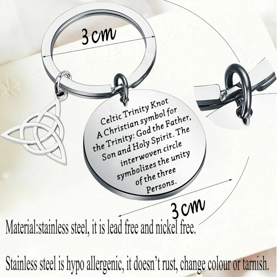 Bobauna Celtic Trinity Knot Keychain - Irish Jewelry Gift for Family & Friends, Christian Trinity Symbol, Stainless Steel Key Ring
