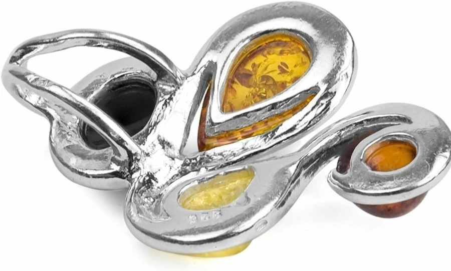"Ian and Valeri Co. Multicolor Amber Sterling Silver Pendant Necklace – Handcrafted Jewelry"