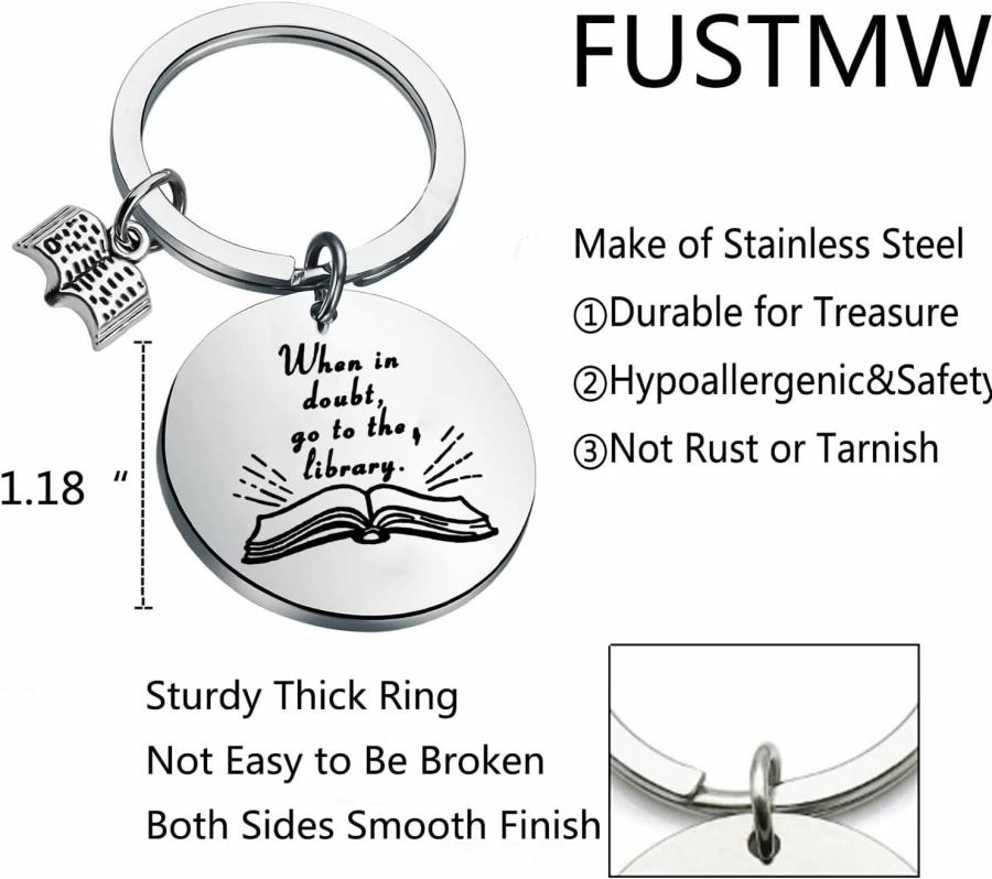"FUSTMW Book Lover Bracelet - Jewelry Gift for Readers, Librarians & Book Club Members"