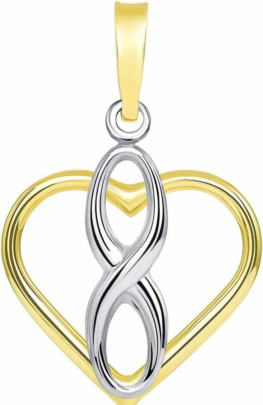 14K Two-Tone Gold Infinity Heart Pendant - Jewelry America Elegant Open Heart Necklace