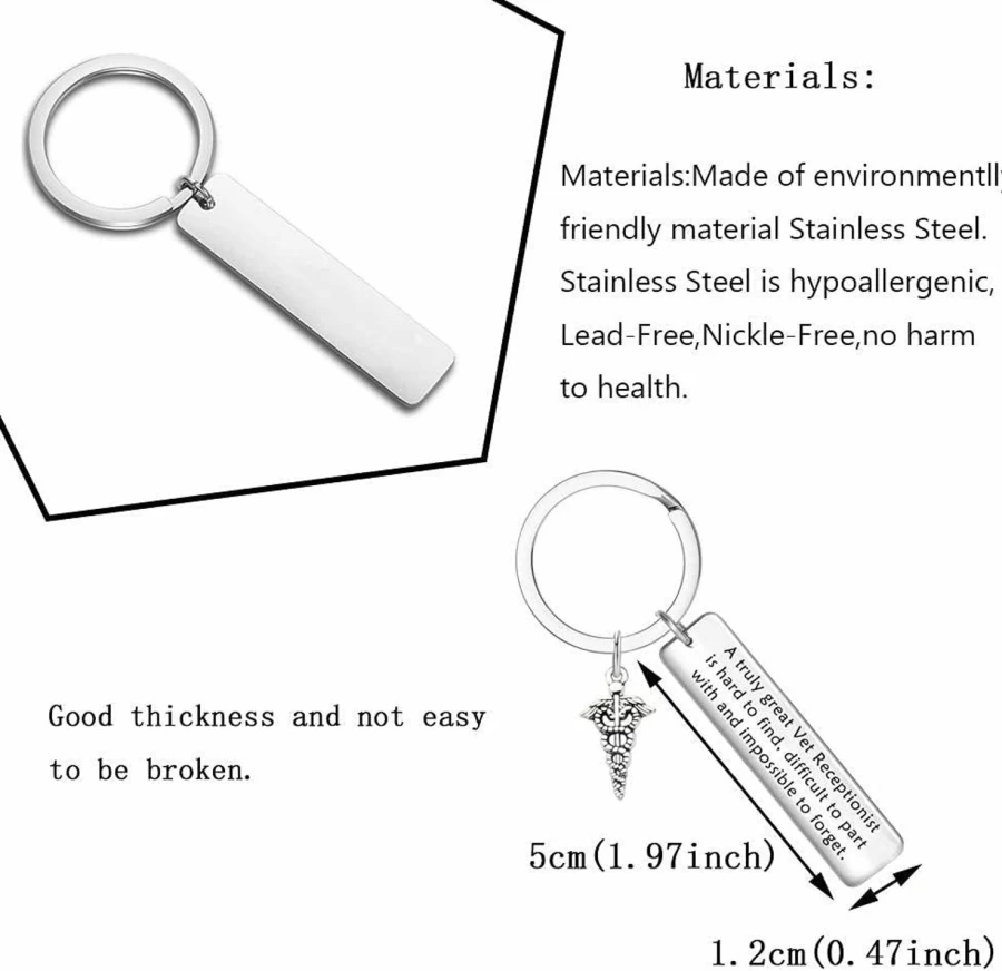 "N\C Vet Receptionist Keychain - Veterinary Technician Gift for Vet Assistants & Nurses - Custom Vet Medicine Appreciation Present"