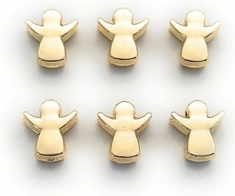 "5Pcs Gold Plated Brass Angel Spacer Beads - Uniqueen Design for Jewelry Making"