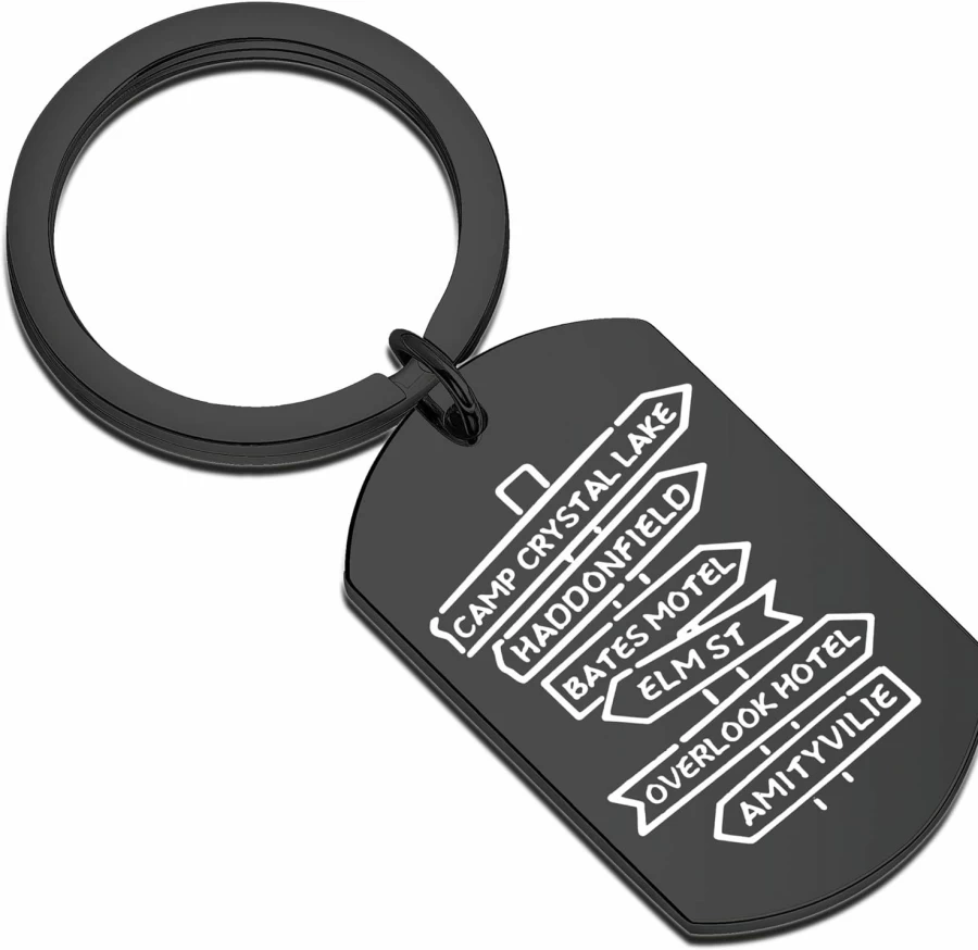 TIIMG Horror Movie Keychain - Scary Film Fan Gift, Halloween Jewelry for Horror Lovers, Collectible Location Keychain
